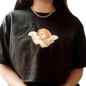black cropped angel tee 👼 angelic energy